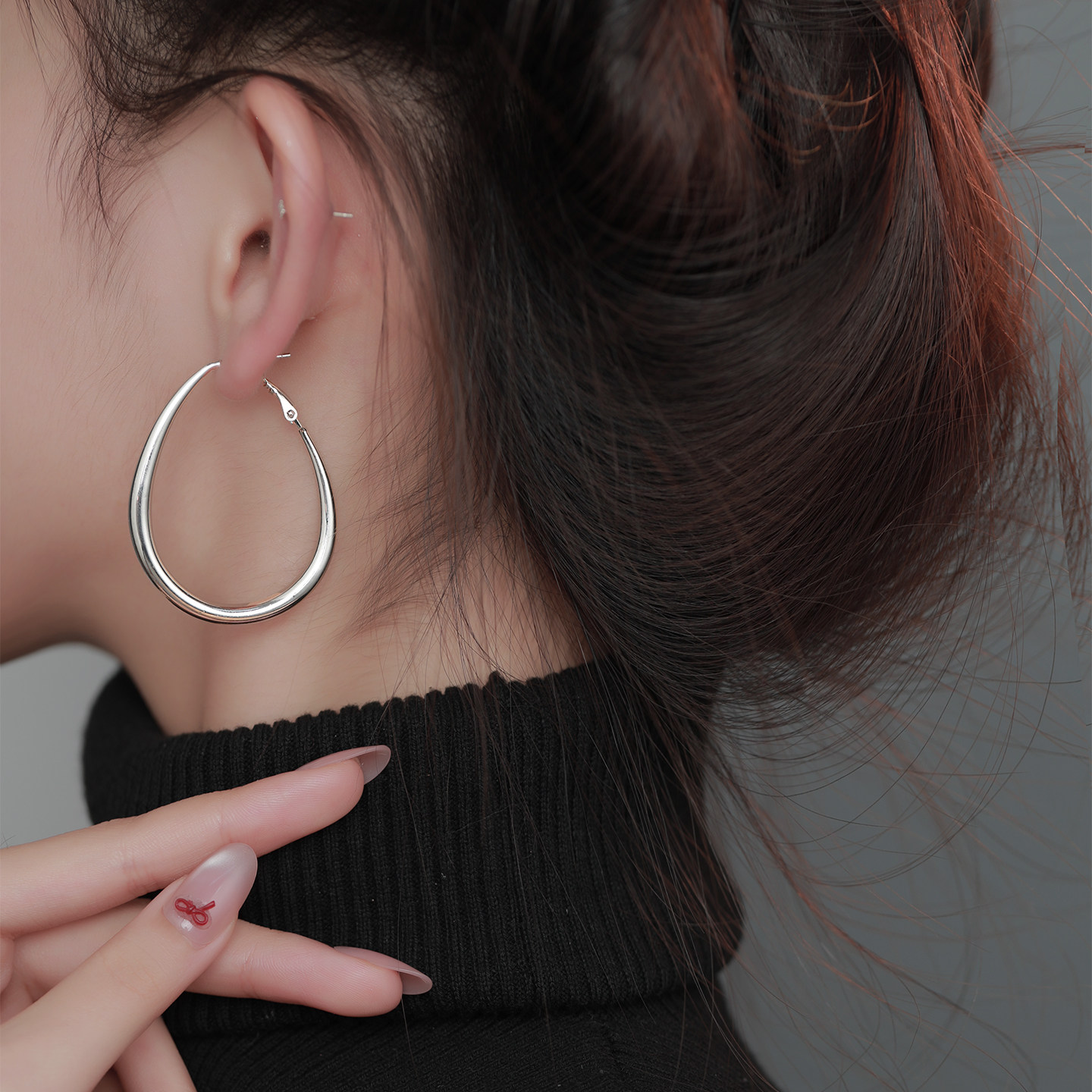Z小姐 925纯银水滴素圈耳环女2025新款轻奢气质方圆脸耳圈耳饰,饰品/流行首饰/时尚饰品新,耳环,淘宝优惠券,粉丝福利购,淘宝优惠卷