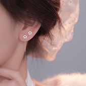 小众精致气质耳线耳环 爆款 Z小姐 999纯银花朵流苏耳钉女2025新款