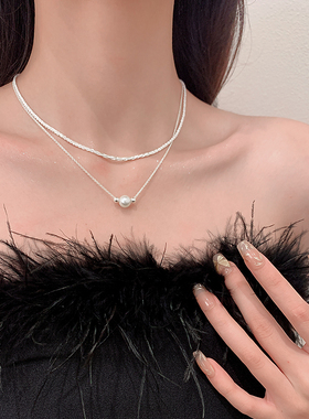 Z小姐满天星双层珠珠吊坠项链