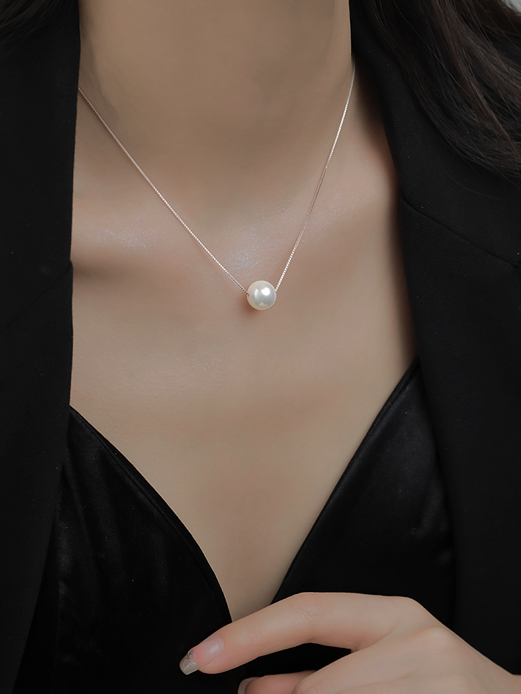 Z小姐纯银女单颗珠珠925纯银项链