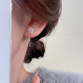Z小姐999银雪花耳线女轻奢气质方圆脸显脸小耳饰2025新款 秋冬耳环