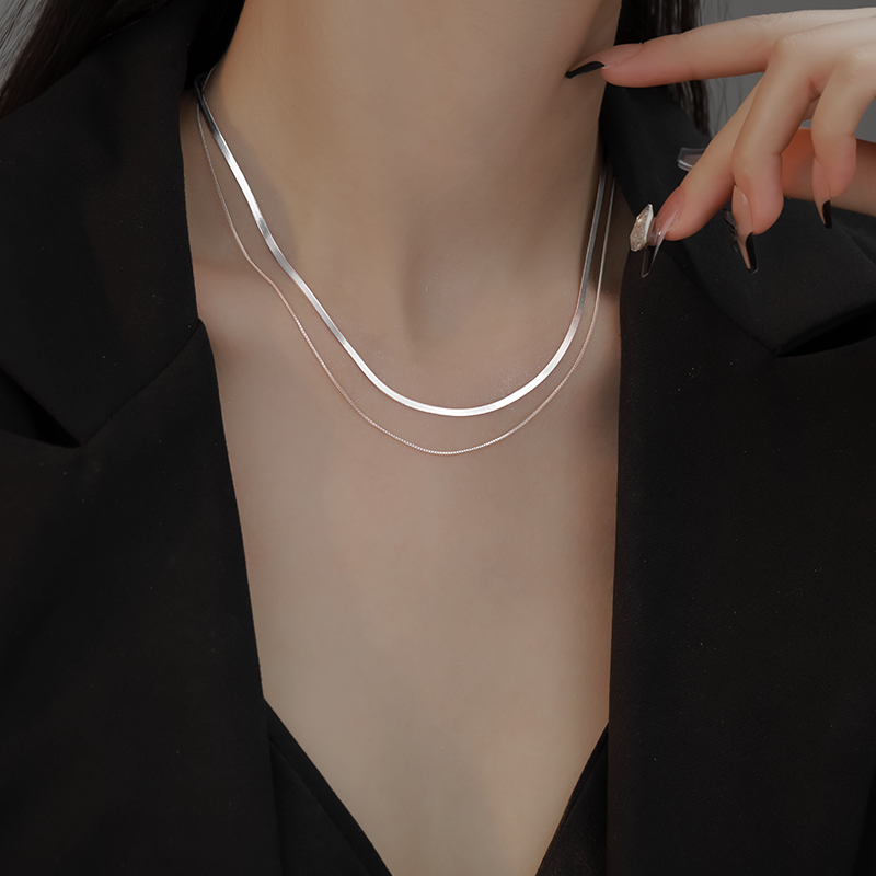 Z小姐纯银女双层蛇骨项链