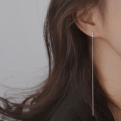 耳环小众设计感高级 潮长款 Z小姐 显脸瘦耳线女纯银耳线2024年新款