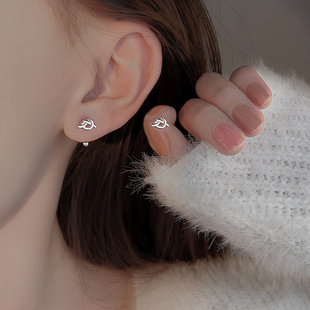Z小姐999银爱心绳结耳钉女小众设计感养耳洞耳环2025新款 耳饰 爆款