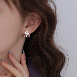 爆款 Z小姐999银针法式 蕾丝珠珠耳钉女轻奢小众高级感耳环2025新款