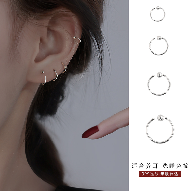 耳钉999纯银养耳小众设计感耳环