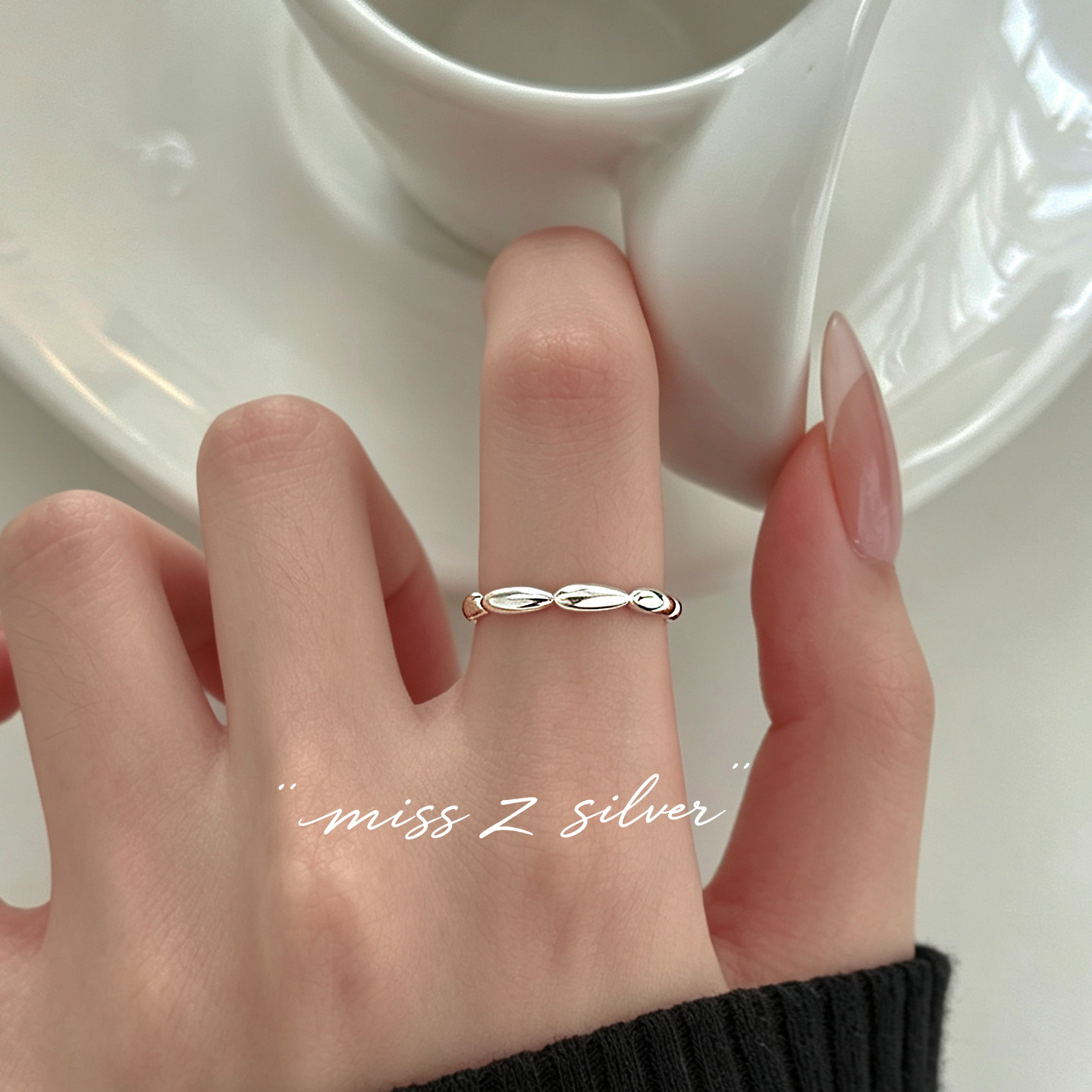 Z小姐999纯银七粒米戒指女图片