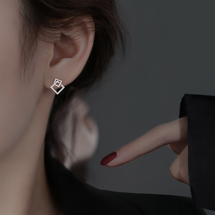 Z小姐 潮纯银耳钉女小众设计感 几何耳钉高级感气质耳钉2024年新款