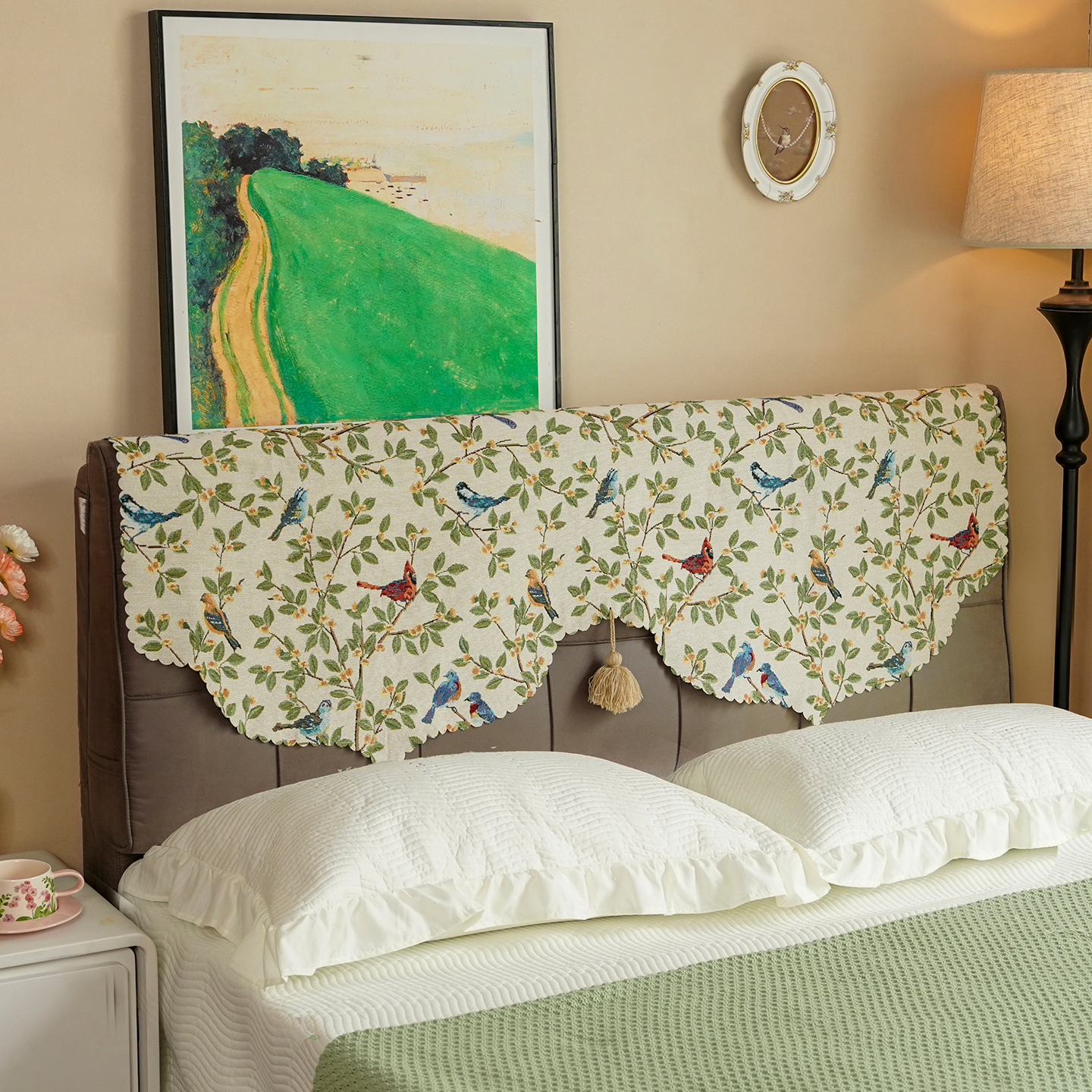 美式提花床头盖巾四季通用床头罩