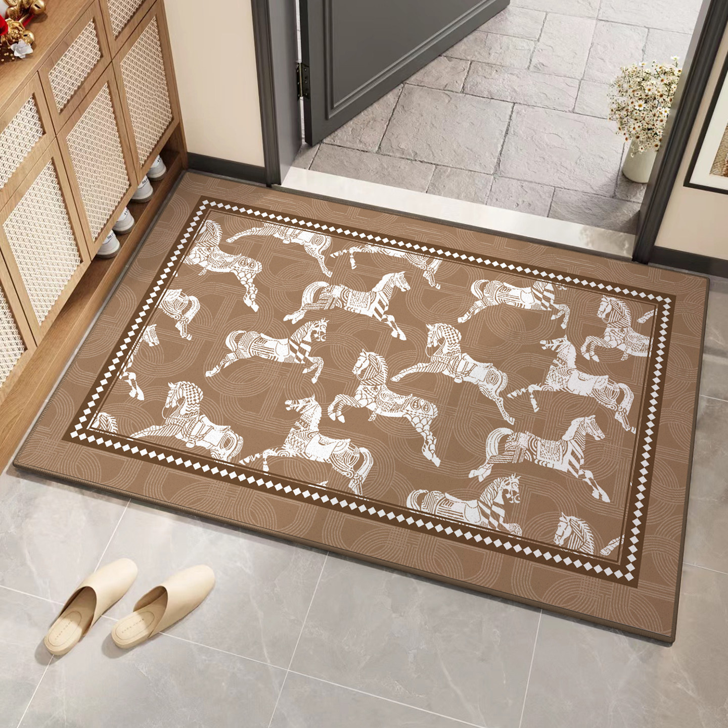 入户门地垫中古风进门脚垫家用轻奢马匹玄关客厅脚垫防滑耐脏地毯,居家布艺,入户地垫,淘宝优惠券,粉丝福利购,淘宝优惠卷