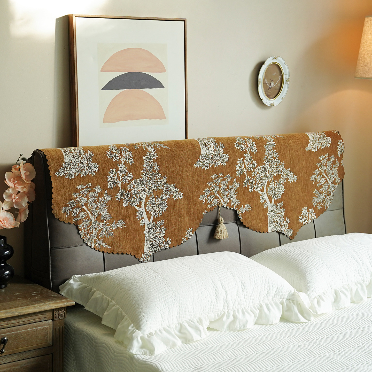 中古风床头盖巾轻奢高档床头保护罩遮丑神器四季通用床头靠背盖巾,居家布艺,床头罩,淘宝优惠券,粉丝福利购,淘宝优惠卷