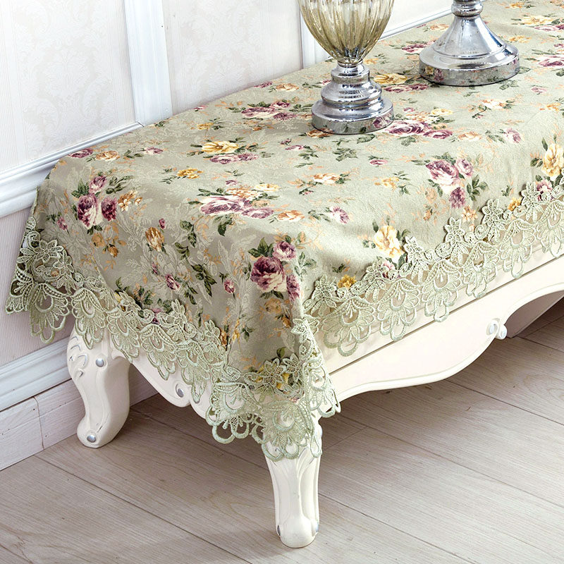 欧式布艺电视柜桌布 蕾丝盖布 绣花花边长方桌布电视机盖巾