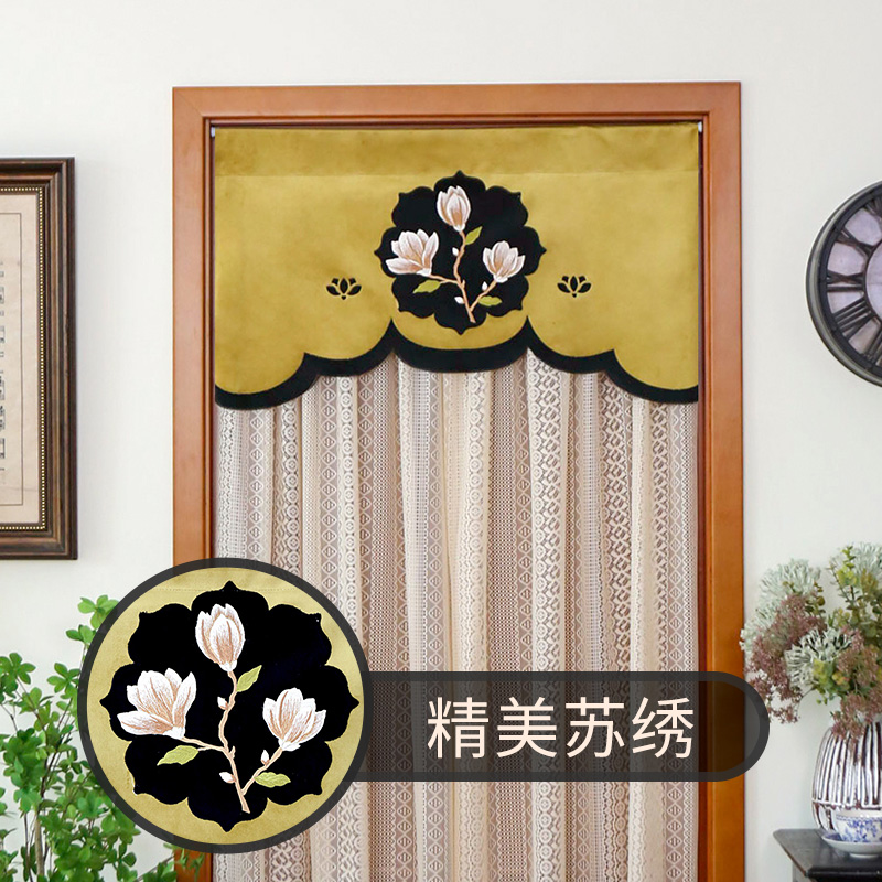 法式复古蕾丝门帘隔断帘卧室家用隐私遮挡帘高级感刺绣免打孔挂帘