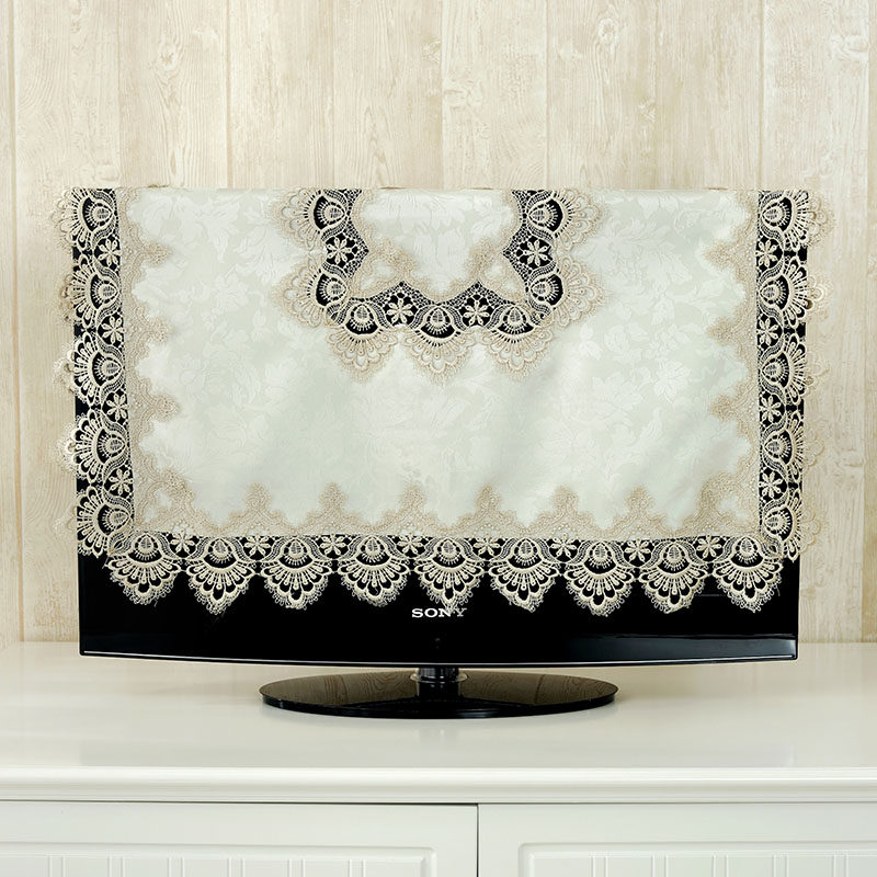 现代简约电视机罩家用挂墙电视盖布蕾丝欧式55寸65寸电视防尘布小