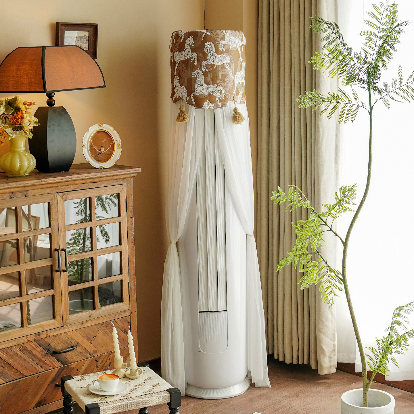 美式轻奢立式圆柱空调罩防直吹