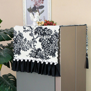复古冰箱防尘盖布家用双开门冰箱巾布艺蕾丝轻奢高档洗衣机罩 法式