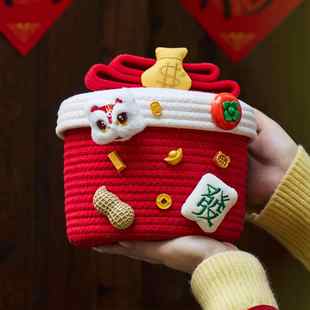 2025圣诞节毛线钩织桶糖霜饼干盒子牛轧糖果雪花酥包装 礼盒新年