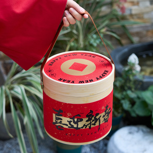 2026新年金福礼桶伴手礼糖果礼盒包装盒年货空盒雪花酥马年抱抱桶