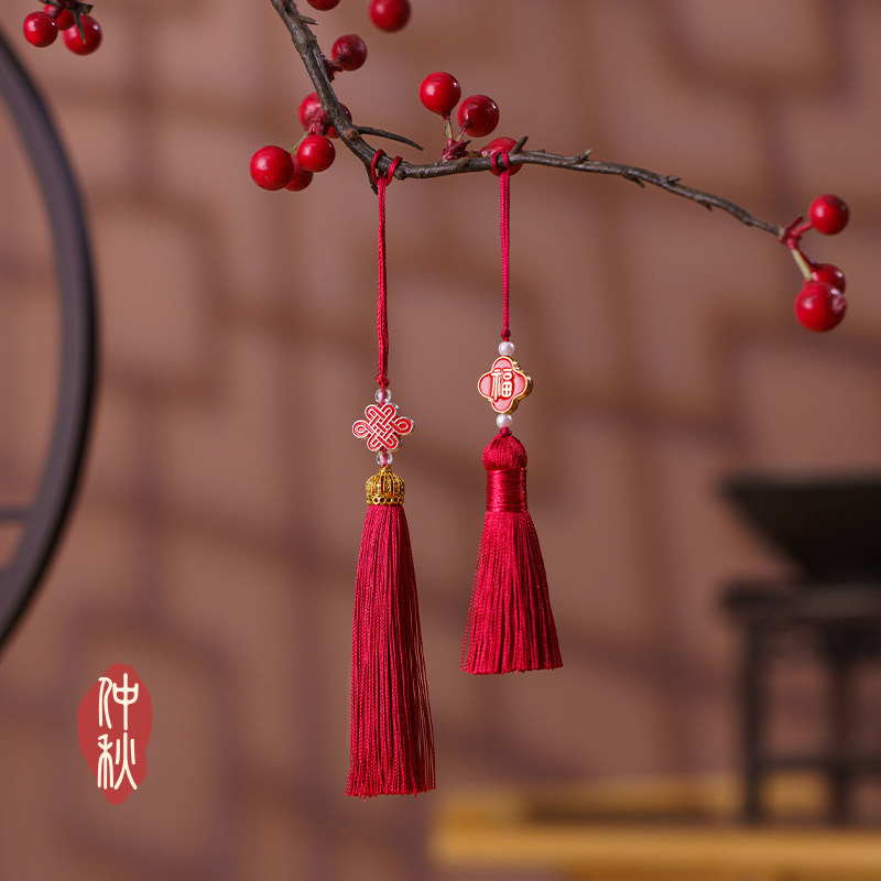 古风流苏绳子烘焙手工中秋流心月饼蛋黄酥包装礼盒子diy装饰挂件