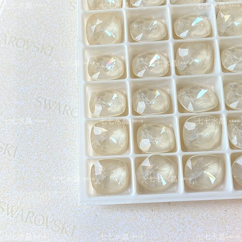 正品施家水晶华子4470肥方L164i奶油白10mm尖底异形美甲饰品
