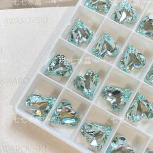 正品 施家水晶华子4809尖底大歪心361浅粉蓝美甲饰品指甲钻饰超闪