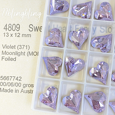 正品施家水晶华子4809大歪心371mol紫罗兰月光指甲饰品爆闪异型钻