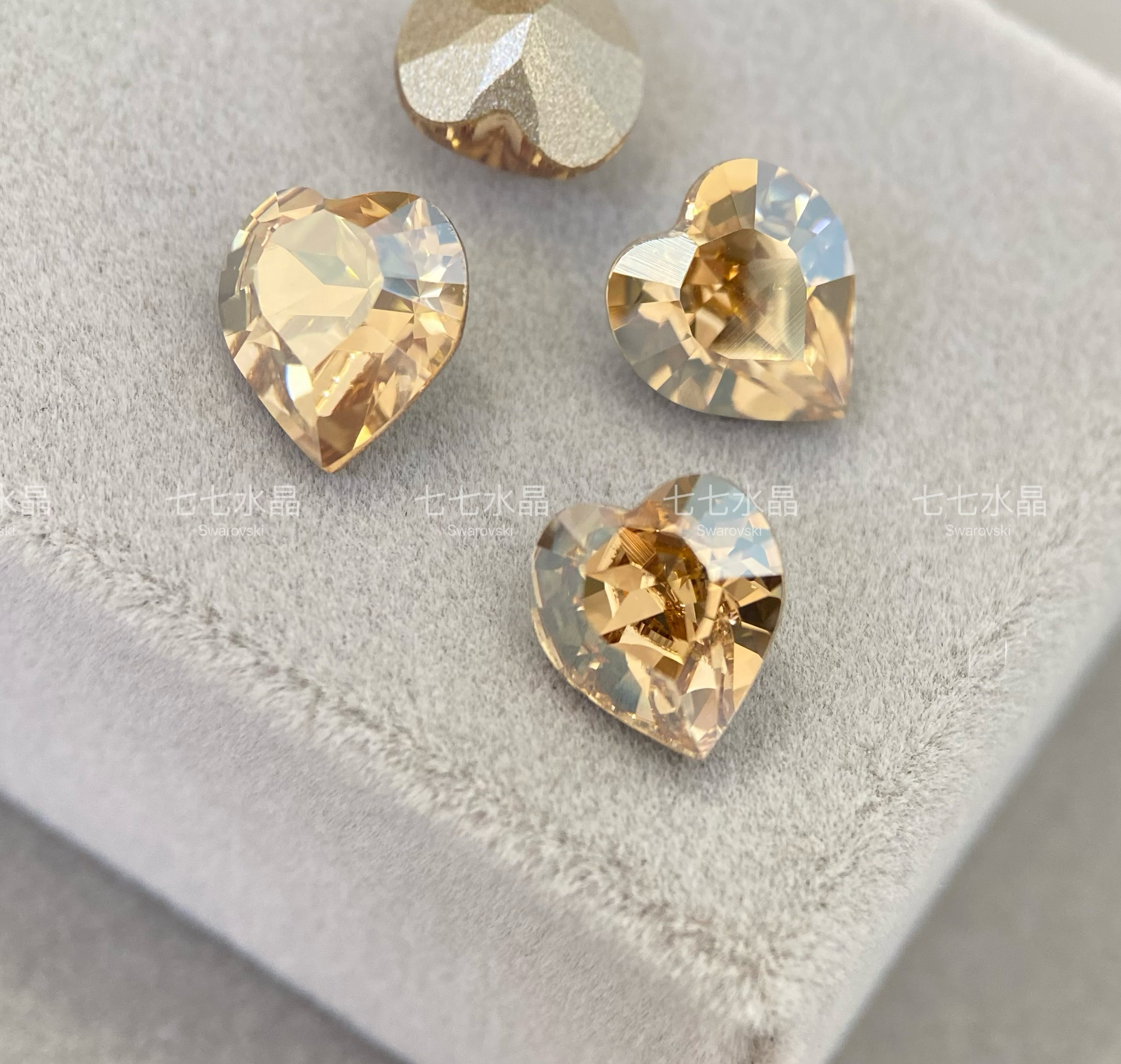 正品施家水晶华子4884尖底爱心001gsha金色魅影美甲饰品