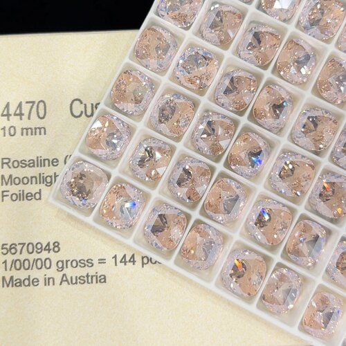 施家水晶4470尖底肥方10mm508mol蔷薇粉月光美甲饰品 指甲装饰
