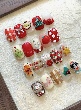 Kusacollection美甲模具圣诞美甲猫咪铃铛星星爱心苹果diy穿戴甲