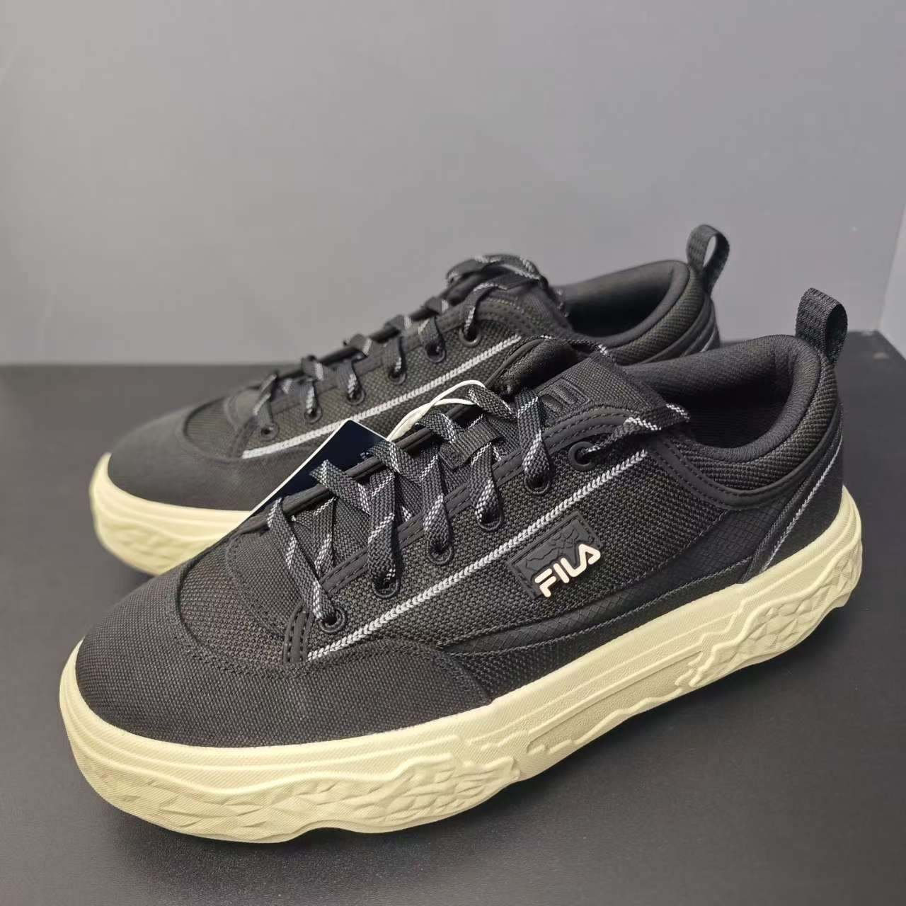 FILA 斐乐岩石鞋男 2025夏款时尚运动轻便复古帆布鞋 F12M522303F