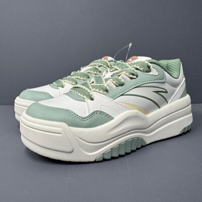 安踏波浪鞋2潮流板鞋女鞋春款皮面厚底增高复古运动鞋女922438016