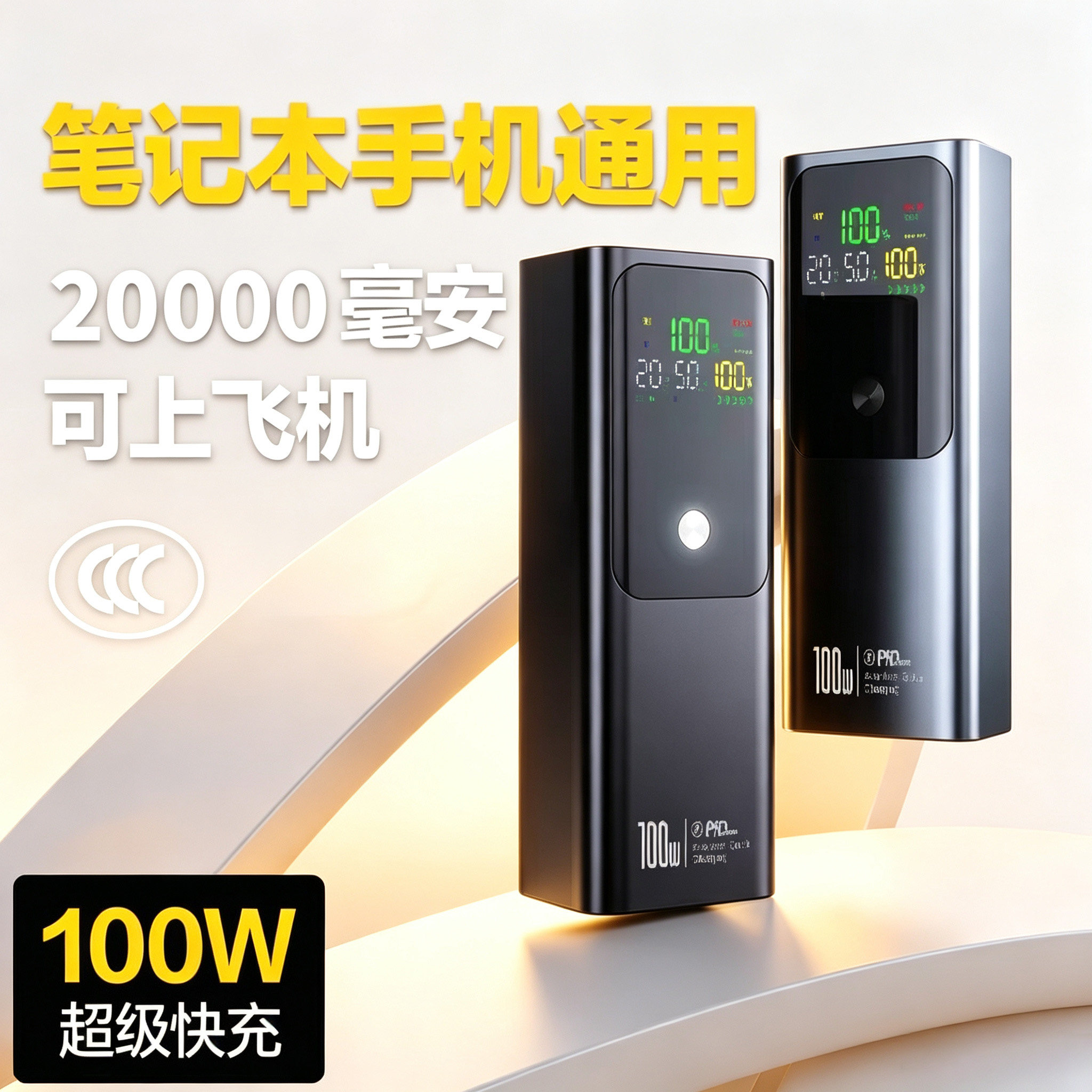 3c认证快充电宝20000毫安大容量适用苹果华为小米笔记本电脑通用