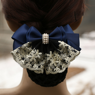 雅思涵职业头花银行护士酒店空姐工作韩版发网兜头饰品蕾丝包邮