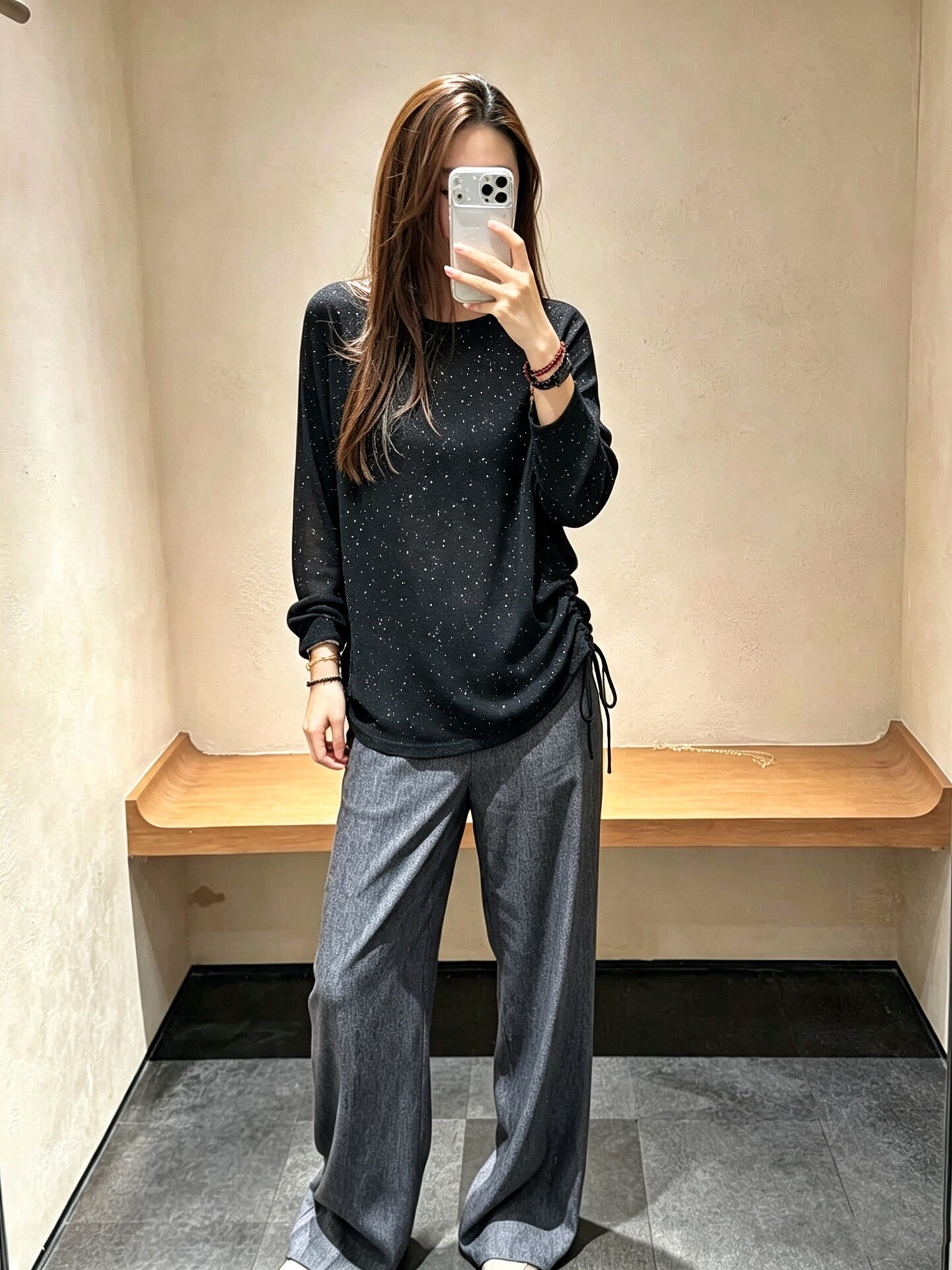 秋夏防晒新款满天星亮片针织衫女宽松圆领套头毛衣打底上衣