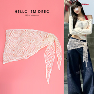 蕾丝屁帘腰封叠穿爵士舞腰搭三角巾腰巾装饰配牛仔裤宽腰带女腰饰