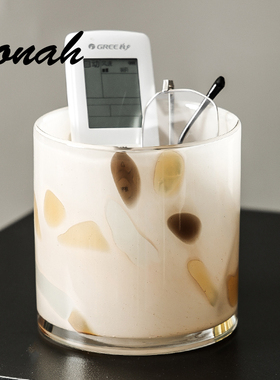 若纳Jona桌面收纳盒遥控器杂物收纳桶整理高级感客厅茶几储物盒