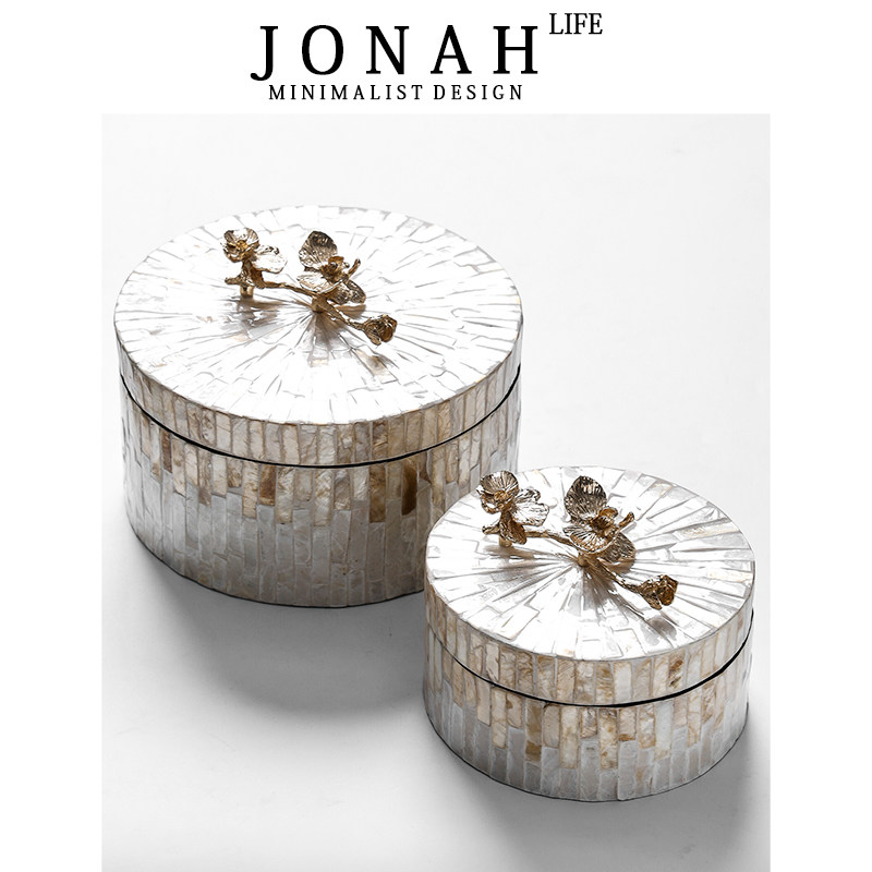 若纳JON法式天然彩贝壳首饰收纳盒创意家用轻奢摆件装饰品珠宝盒