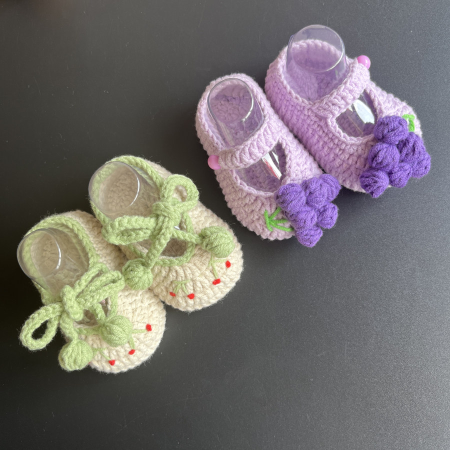 宝贝琳手作 材料包毛线diy手工编织钩针葡萄宝宝鞋婴儿新生儿礼物