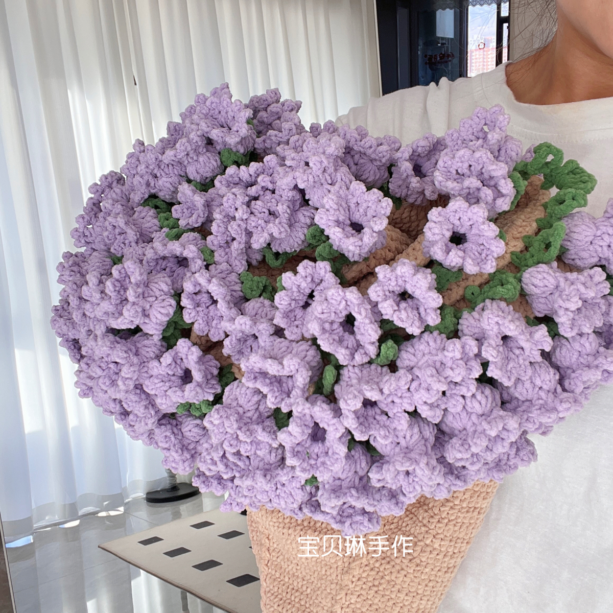 钩针编织铃兰花束盖毯钩织材料包