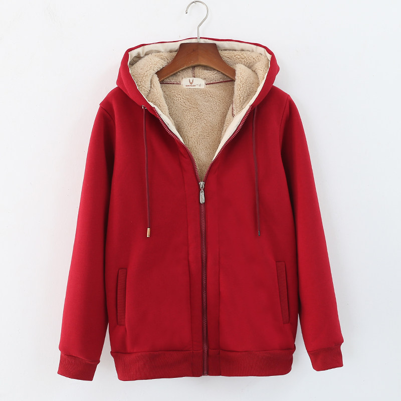 外套女拉链开衫短款长袖大码棉衣