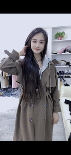 2026春季新款韩版宽松气质可收腰两件套中长款连帽垂感风衣外套女