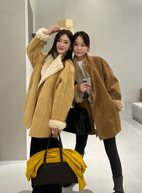F.THREE三姐妹-冬氛围不挑人高级感加绒保暖皮毛一体短外套96052