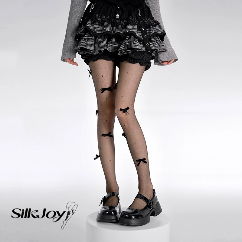 暗黑少女蝴蝶结连裤丝袜