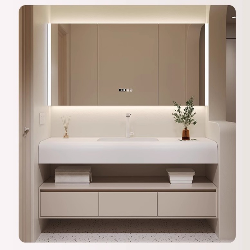 蜂窝铝可丽耐一体盆浴室柜镜柜