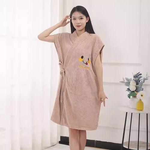 新款时尚可穿式系带浴袍睡袍吸水
