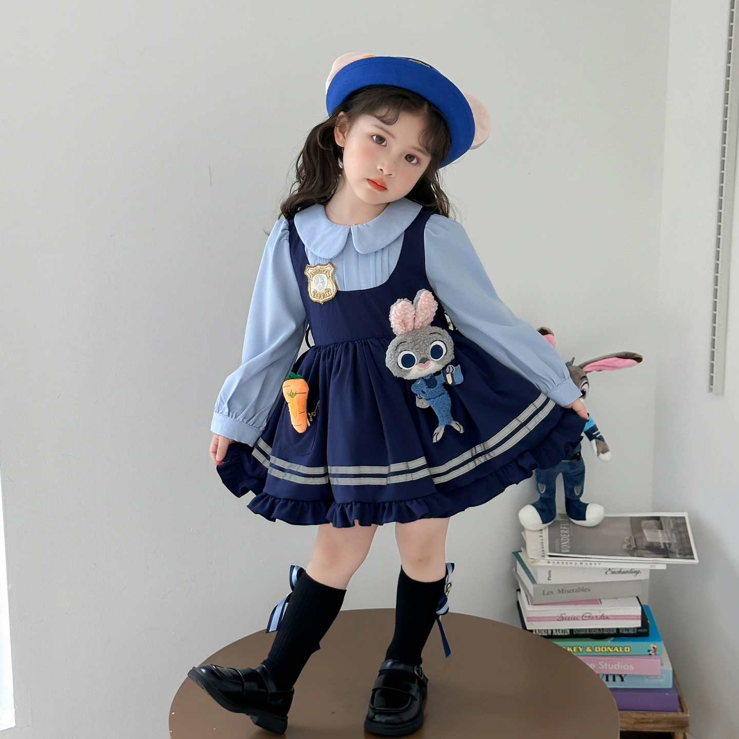 女童疯狂动物城朱迪连衣裙演出服春秋女童兔子警官cos服装尼克裙