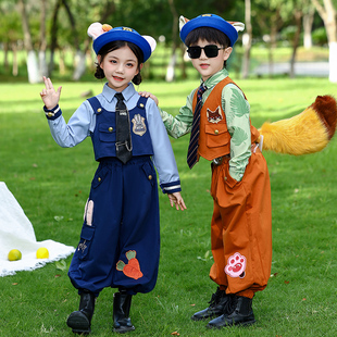 男女童套装疯狂动物城尼克狐狸演出服秋季兔子警官儿童cos服装