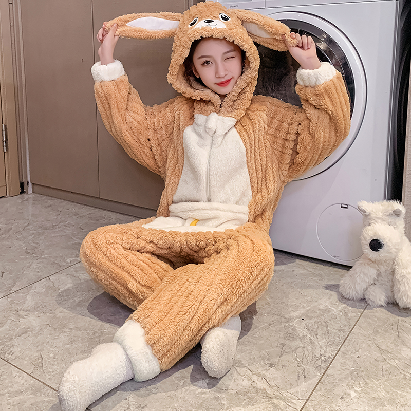 女童连体睡衣秋冬新款保暖家居服