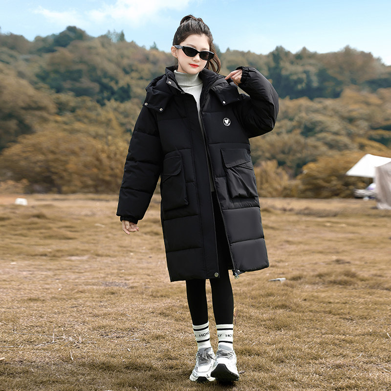女童加棉棉衣冬季女孩保暖棉服儿童加厚棉袄休闲中长款童装衣服潮