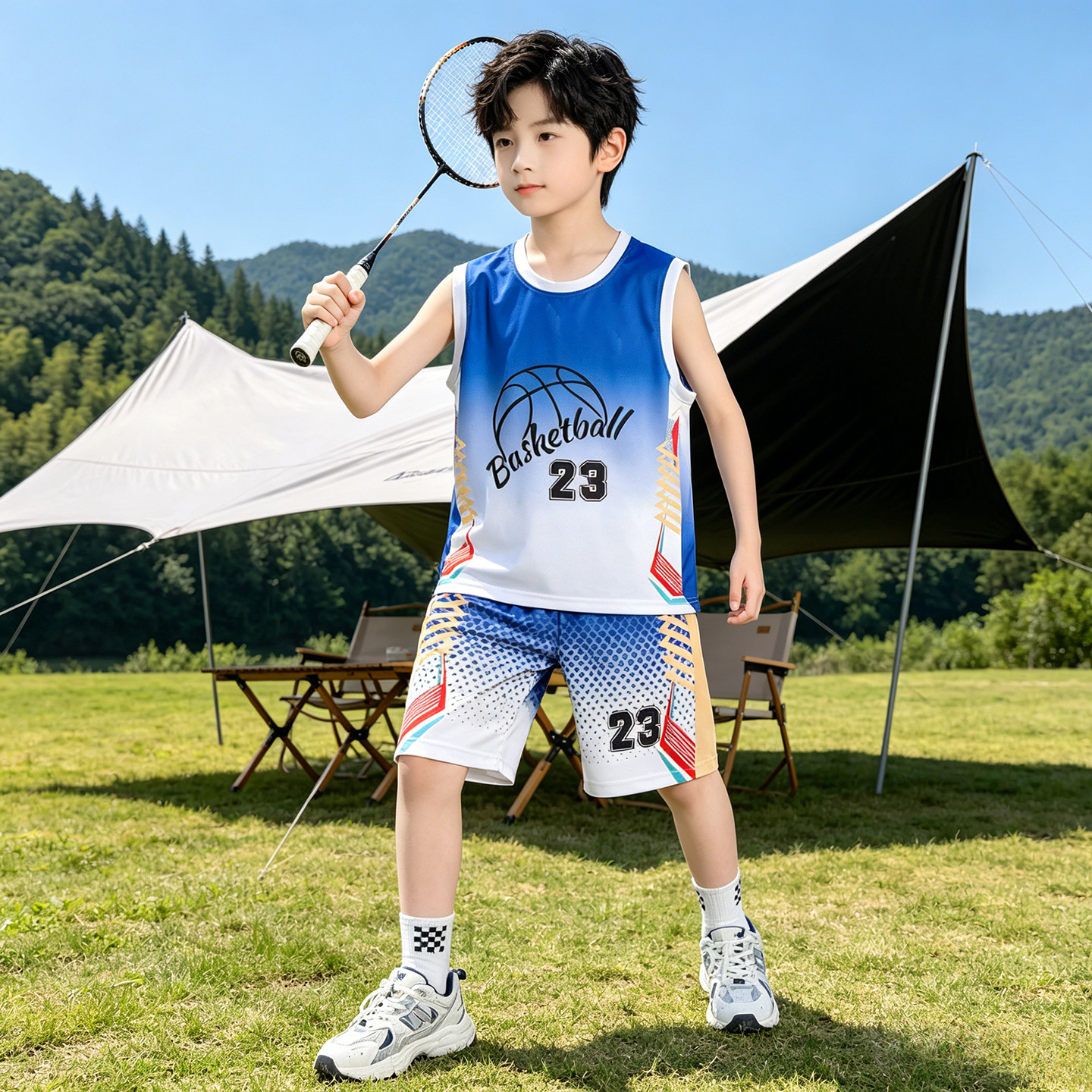 男童夏装无袖套装2026年新款中大童运动速干夏款球服儿童夏季24号